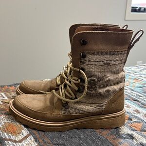 Børn Suede & Wool Patterned Lace-Up Boots - Women's Size 8